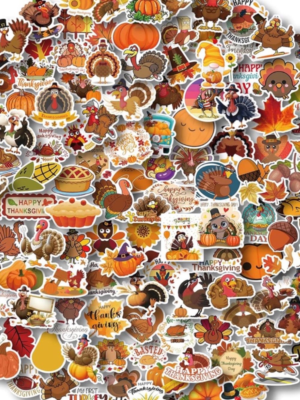 25 Fall Thanksgiving Vinyl Stickers 2-3" | Pumpkin Turkey Autumn Leaf Decals